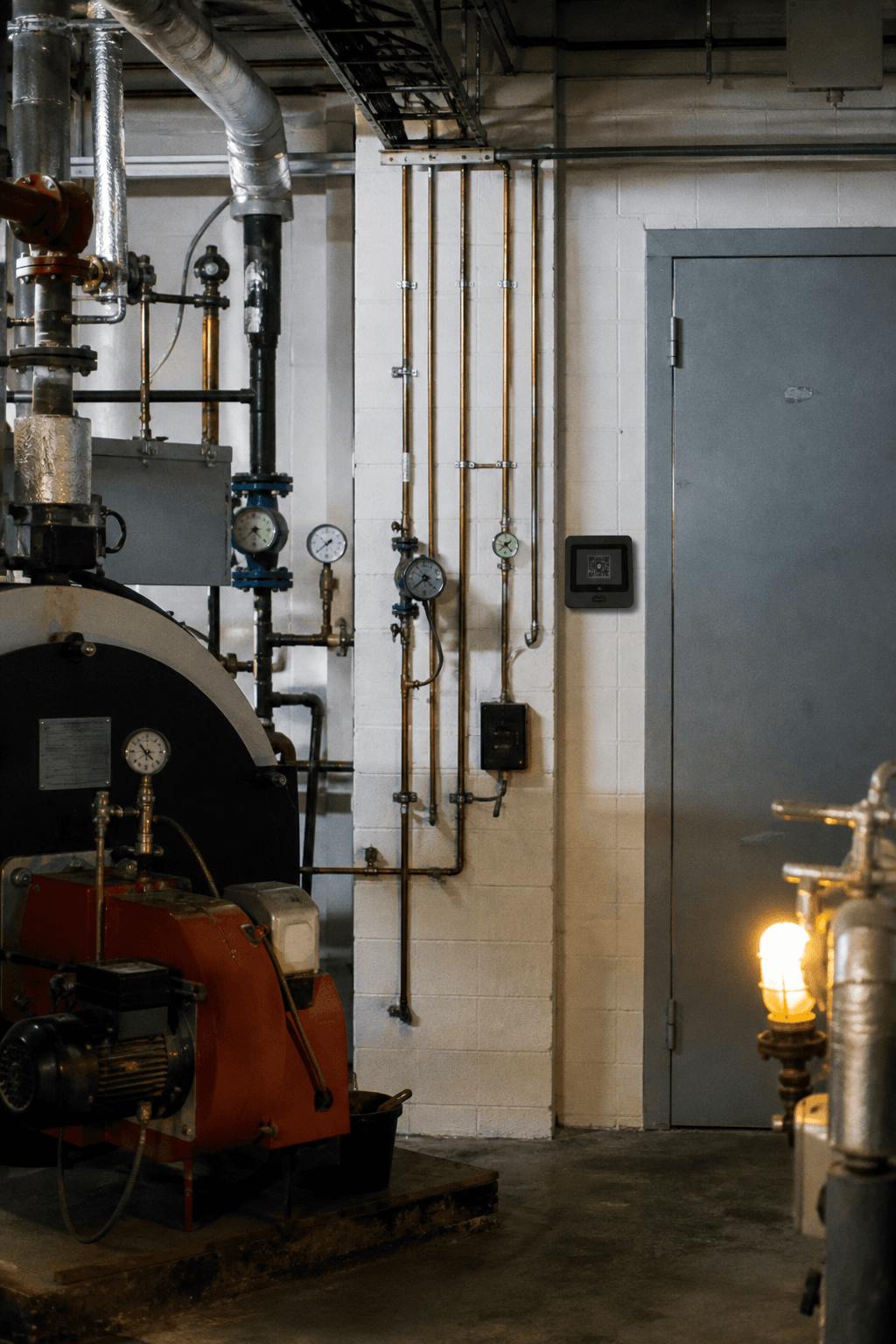Anchor Board in a plant room, showing a live rotating code.